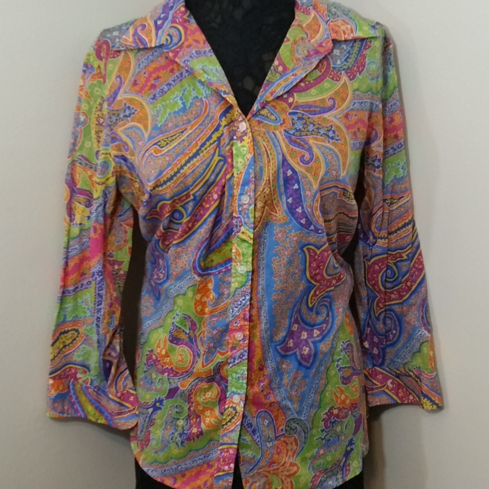 <3 RALPH LAUREN WOMENS SIZE 1X NWOT PAISLEY BRIGHT